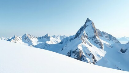 Snow covered mountain peak, stark white landscape , pure, clouds, outdoor