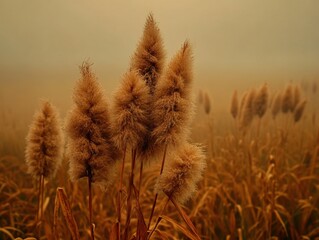 Fluffy grass sways in golden morning light.