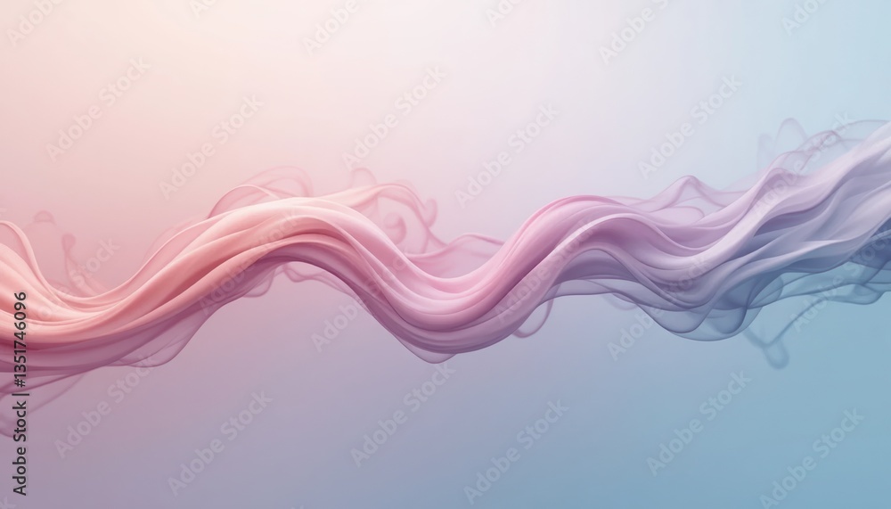 Poster flowing abstract waves digital art soft color gradient peaceful atmosphere modern design conceptual 