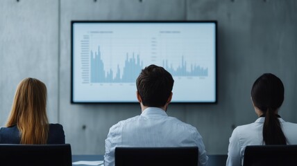 Business presentation analysis corporate office data visualization conference room professional insight