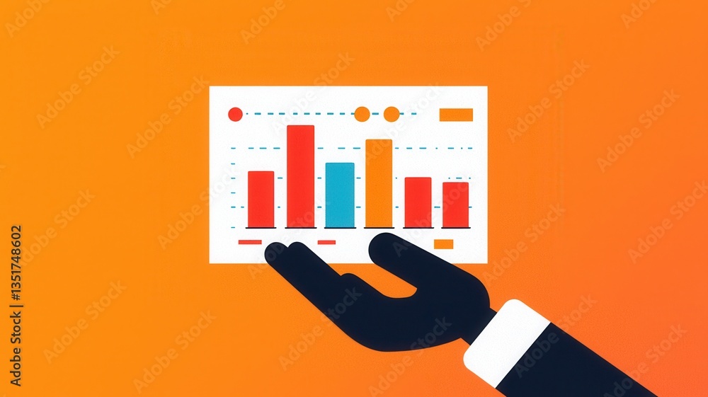 Aufkleber analyzing business growth trends digital workspace infographic presentation vibrant orange backgroun
