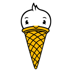 Bird Ice Cream Waffle Scoops Summer Yummy eating Design Lover Art Vector Illustration Card T-Shirt Poster Sticker Graphic Print Decorative Drawing Isolated Logo Decoration Symbol Creative Cool Style
