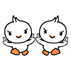 2 Birds Show Bad Middle Finger Evil Boys Running
 Design Lover Art Vector Illustration Card T-Shirt Poster Sticker Graphic Print Decorative Drawing Isolated Logo Decoration Symbol Creative Cool Style
