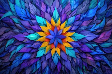 A Colorful Abstract Floral Arrangement With Layered Leaf Shapes