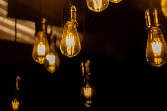 Close-up shot of light bulbs found at Auberge St Aubin, Mauritius