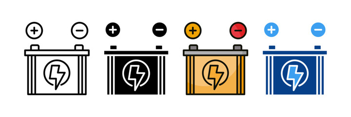 Car Battery  Icon Set Multiple Style Collection