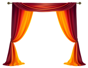 Elegant red and orange curtains for home interior decoration.