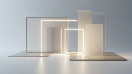 Fototapeta premium Geometric shapes glow with light in elegant, modern composition