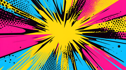 Fototapeta premium Dynamic Pop Art Comic Book Background: Vibrant Colors and Bold Design