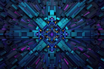 A symmetrical abstract colorful geometric structure is clearly visible
