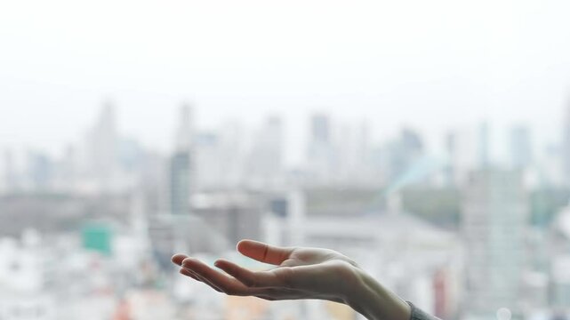 business, people, person, hand, woman, city, society, hold up, support, VR, virtual reality, operation, human resources, power, construction, development, buildings, office, assistance, hand over, out