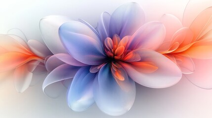 Abstract floral design exhibits vibrant colors and delicate petals