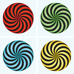 Set Of 4 Vibrant Swirl Optical Illusions Vector Illustraton © Awais