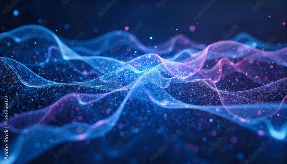 Aufkleber abstract ribbons of blue and pink light intertwine, creating a mesmerizing display of flowing energy