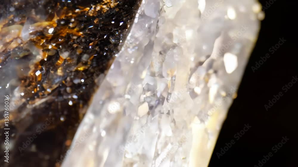 Poster close-up view of a smoky quartz crystal formation showcasing intricate details and textures, with a 