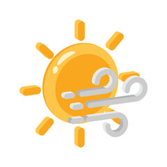 Download this premium 3d style icon of sun with wind