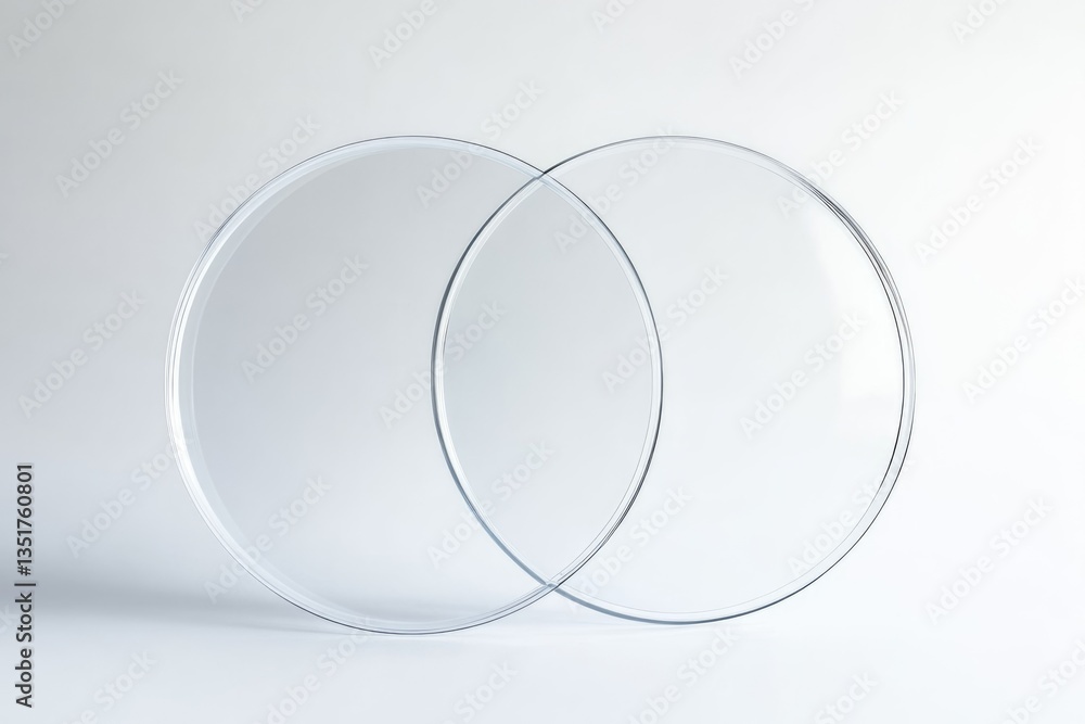 Aufkleber two overlapping transparent circles on a white background, creating a minimalist and abstract design