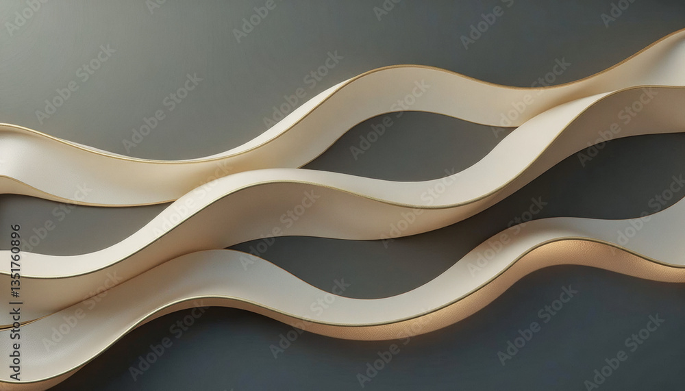 Poster elegant golden ribbons gracefully undulate across a dark gray backdrop, creating a striking and dyna