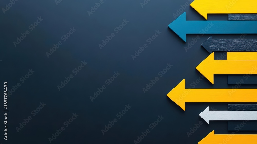 Poster Vibrant colorful arrow sign with dynamic design elements illustrating direction and movement for creative concepts