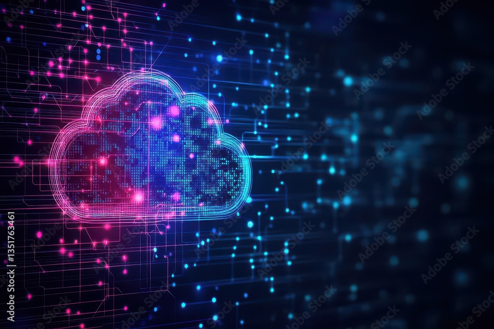 Poster soft cloud against a beautiful blue and pink background illustrating conceptual abstract artificial 