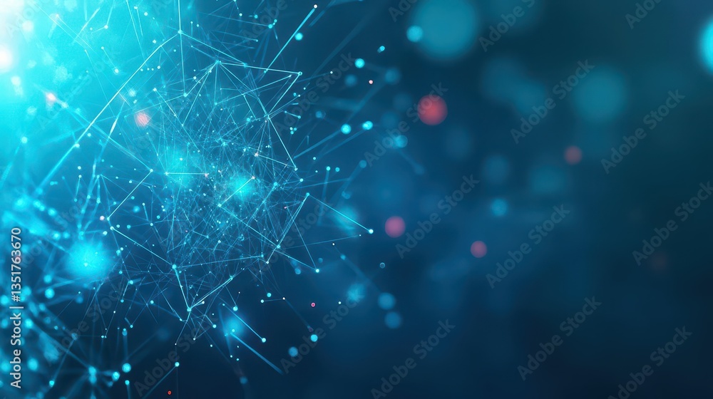 Poster Blue background showcasing a pattern of interconnected lines in abstract design representing modern digital art