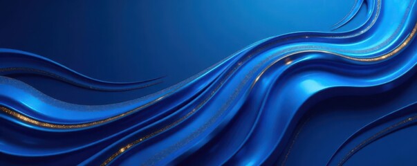 Fluid blue gradient, gold stripes framed, dark blue, flow, curve