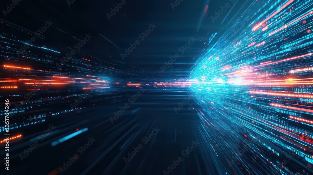 Aufkleber dark tunnel with glowing lines creating an enigmatic motion effect in an abstract background for a f