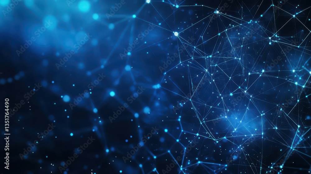 Poster Abstract blue background featuring a network of interconnected lines representing financial technology concepts