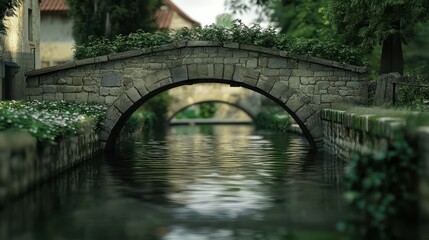 Serene Stone Bridge over Calm Canal