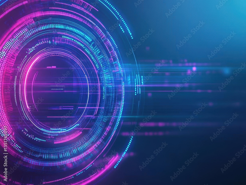 Leinwandbilder circular shape emphasizing depth and dimension on a blue and pink background creating a unique visua