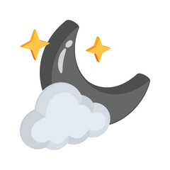 Obraz premium A 3d style icon of night sky cloud and moon with sparkling stars
