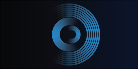 Blue abstract background with glowing circles. Swirl circular lines pattern. Geometric spiral. Twirl element. Modern graphic design. Futuristic technology concept.