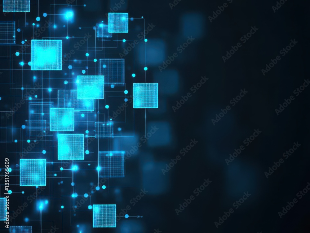 Fototapete bright blue background featuring geometric squares creating a modern abstract design with clean line
