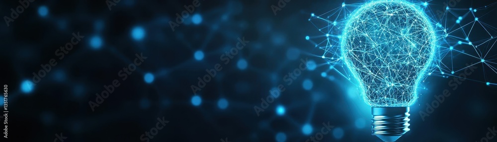 Aufkleber Illuminating light bulb surrounded by a network of connected lines representing innovation and technology