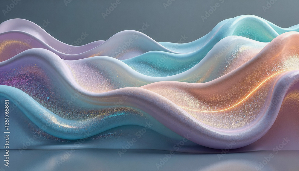 Aufkleber fluid, iridescent waves of pastel colors create a mesmerizing and abstract sculptural form. graphica