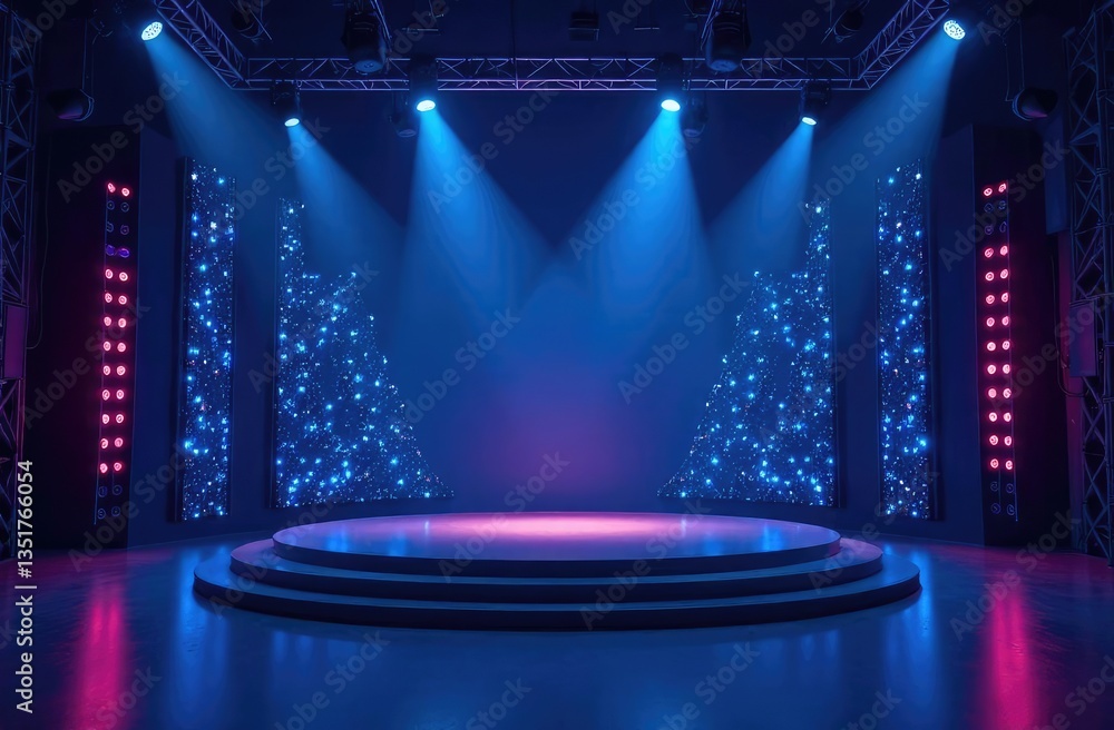 Poster a high -tech modern technological layout of the stage or room with a digital architectural scheme ar