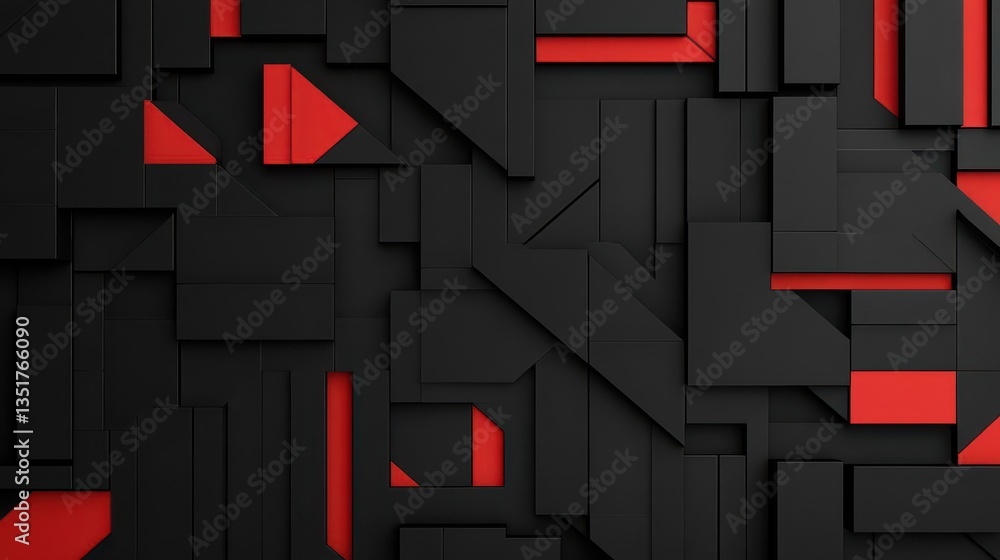 Aufkleber black and red geometric pattern creating a bold and dynamic visual experience for artistic and moder