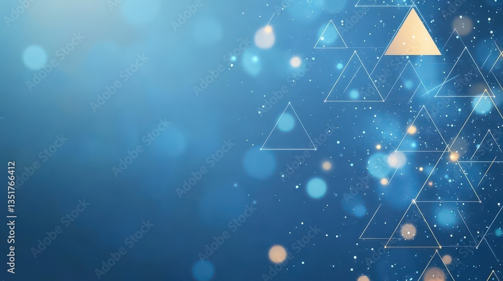Fototapete Elegant blue background featuring gold triangles creating a stylish and modern abstract design element