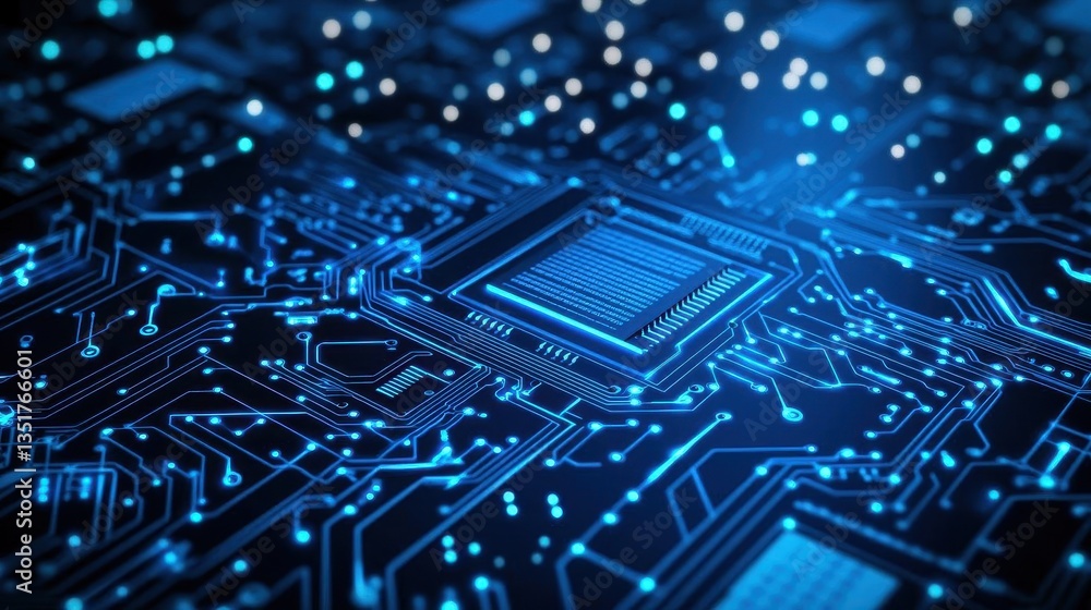 Aufkleber Abstract circuit board with striking blue light emphasizing modern technology and intricate design elements