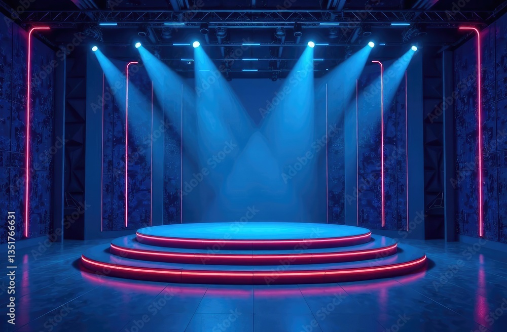 Aufkleber a high -tech modern technological layout of the stage or room with a digital architectural scheme ar