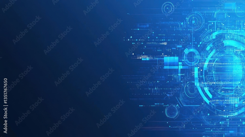 Aufkleber Blue abstract background featuring a circular shape evoking modernity and brightness in a digital art style
