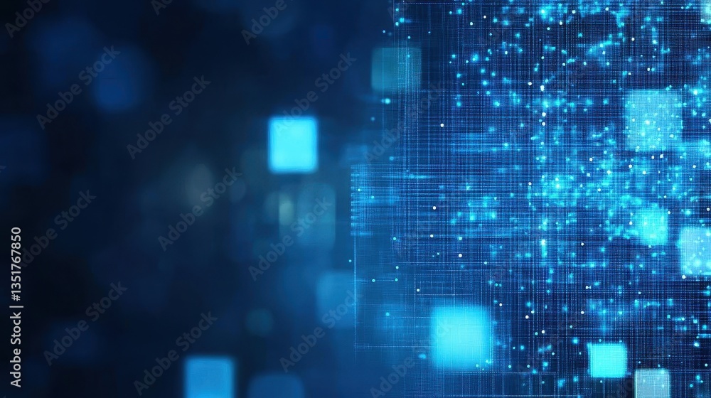 Poster Modern blue background with squares and lines creating a dynamic and engaging visual experience