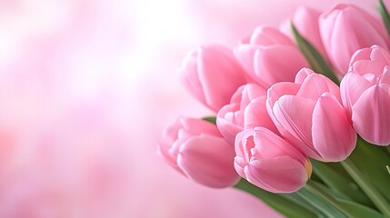 Fototapeta premium A Delicate Bouquet of Pink Tulips: Spring's Soft Embrace