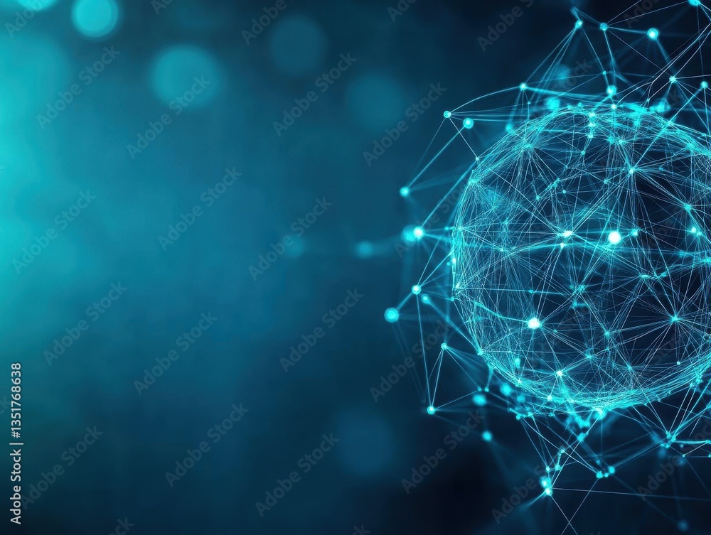 Poster Sphere with network of connected lines illustrating global connectivity in modern business and technology