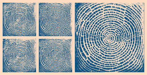 Tie Dye Style Handmade Assorted Textures Vector Collection Abstract Background. Concentric Textured Structure Hand Drawn Blue Design Elements. Mesmerizing Psychedelic Abstraction Art Illustration