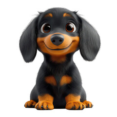 3d Dachshund isolated on transparent background, PNG