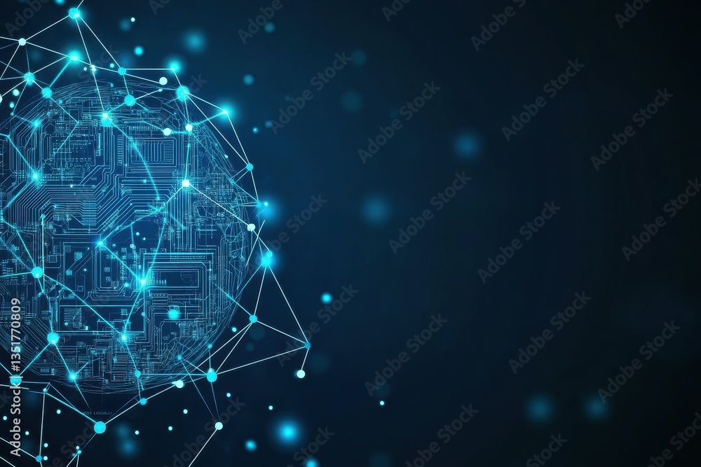 Aufkleber Abstract circuit board design featuring a central circuit element surrounded by intricate patterns and electronic connections