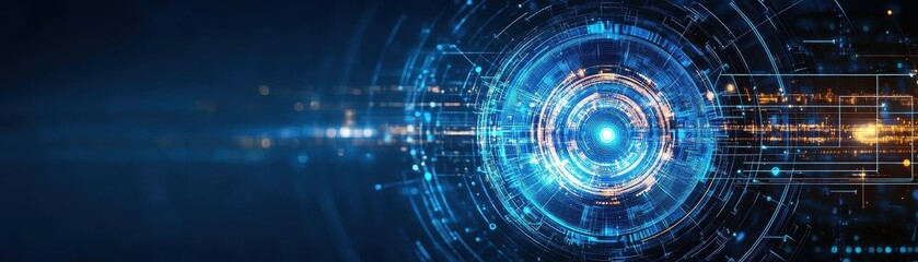 Fototapeta premium Captivating blue and yellow abstract background displaying circular patterns evoking energy and creativity in design