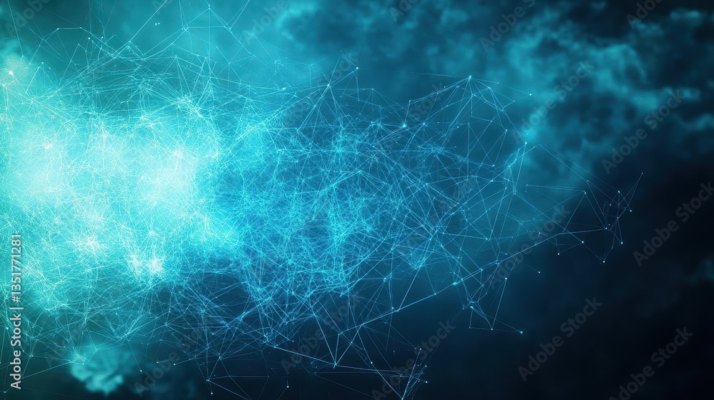 Poster Intricate network of connected lines representing the concept of cloud computing and digital connectivity in abstract art