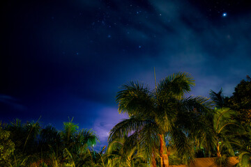 View of stars and lighting during a night at Evazion, Mauritius